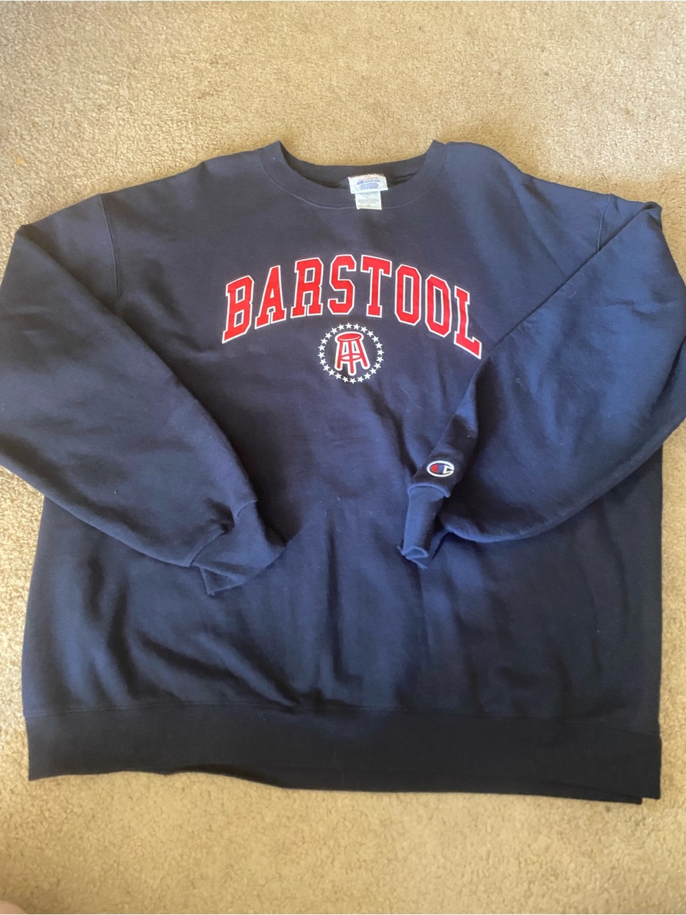 Barstool Sports Champion Navy Blue Crewneck Sweatshirt Size XXL